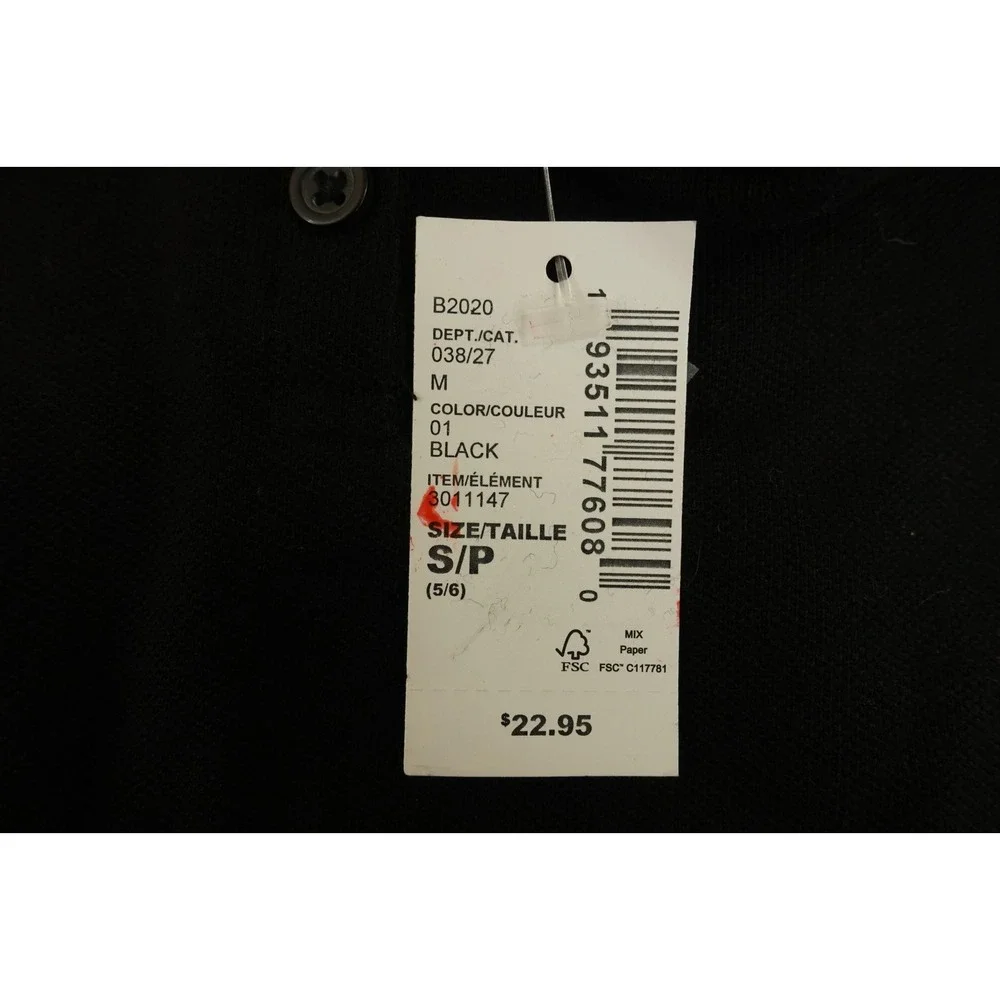 The Childrens Place Girls 5/6 Black Uniform Short Sleeve Pique Polo Dress NWT